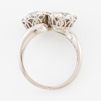 A W.A. Bolin ring in platinum set with two old-cut diamonds.