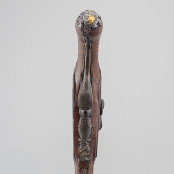 Slaglåspistoler, ett par, ändrade från flintlås,  Nusbaum Stockholm, 1700-talets mitt.