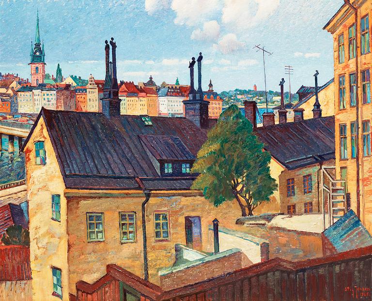 Stig Jonzon, "Utsikt ifrån Maria Trappgränd, Stockholm" (View from Maria Trappgränd, Stockholm).