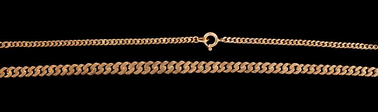 HALSBAND, 2 st olika, guld 18K, Sverige 1900-talets andra hälft. Totalvikt ca 24 gram.