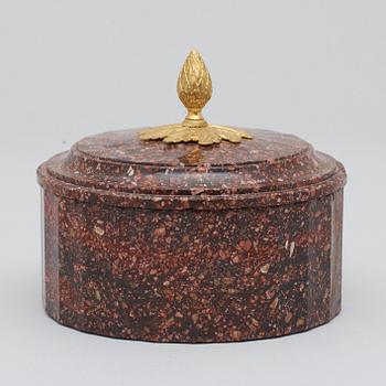 A Swedish Empire 19th century porphyry butter box.