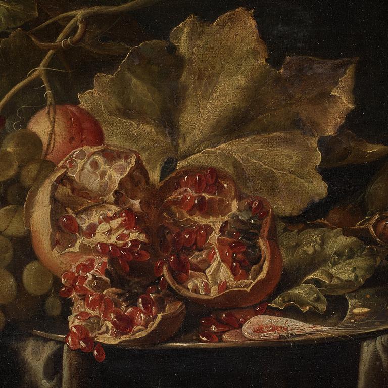 Jan Davidsz. de Heem His studio, Still life with nautilus snail, grapes, lemon and pomegranate.