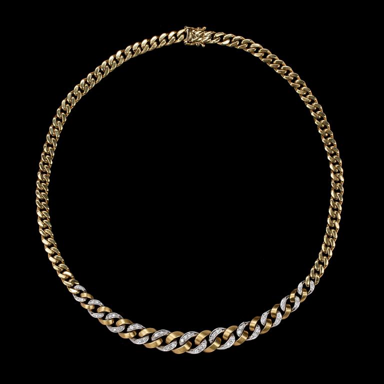 NECKLACE, set with brilliant cut diamonds, tot. app. 0.80 cts.