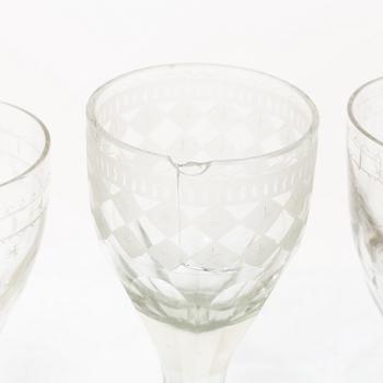 A set of thirty late Gustavian glasses, including from Casimirsborgs glassworks, late 18th/early19th century.