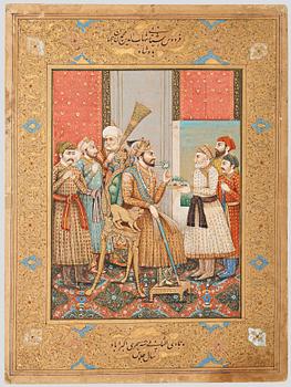 ALBUMBLAD, bläck och tusch på papper. Indien, 1800-tal.