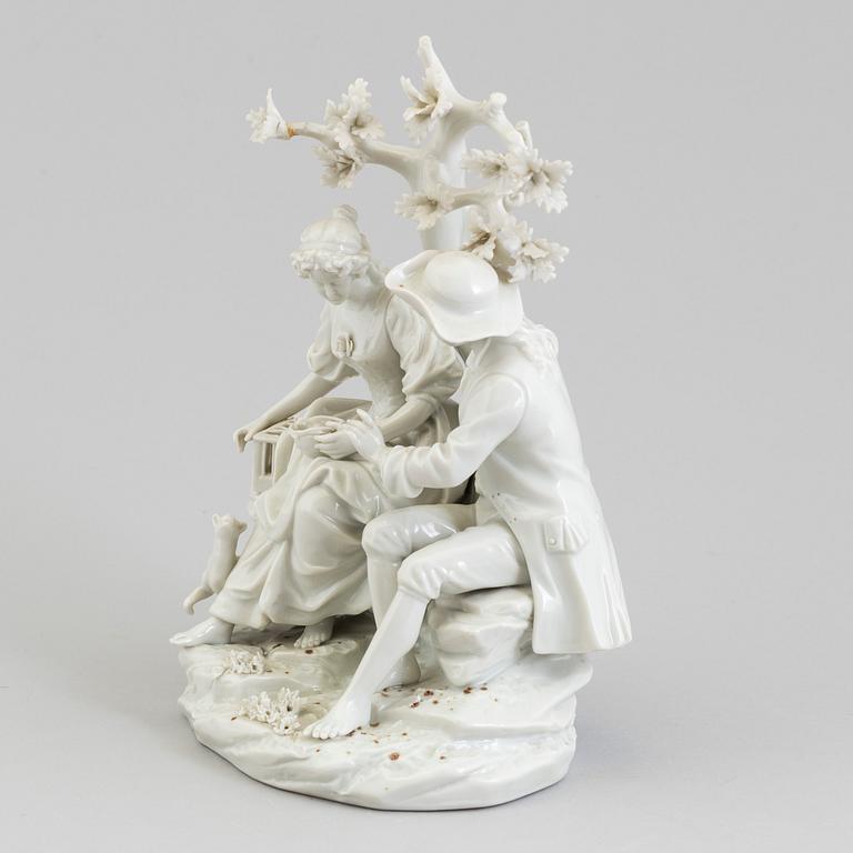 A white glazed porcelain figure, unknown manufactory, 20th Century.