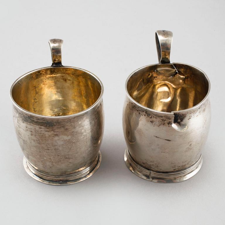 A pair of 19th century parcel-gilt cups, mark of E Gustaf Hellström and Fr Oscar Ahlström, Sodertalje.