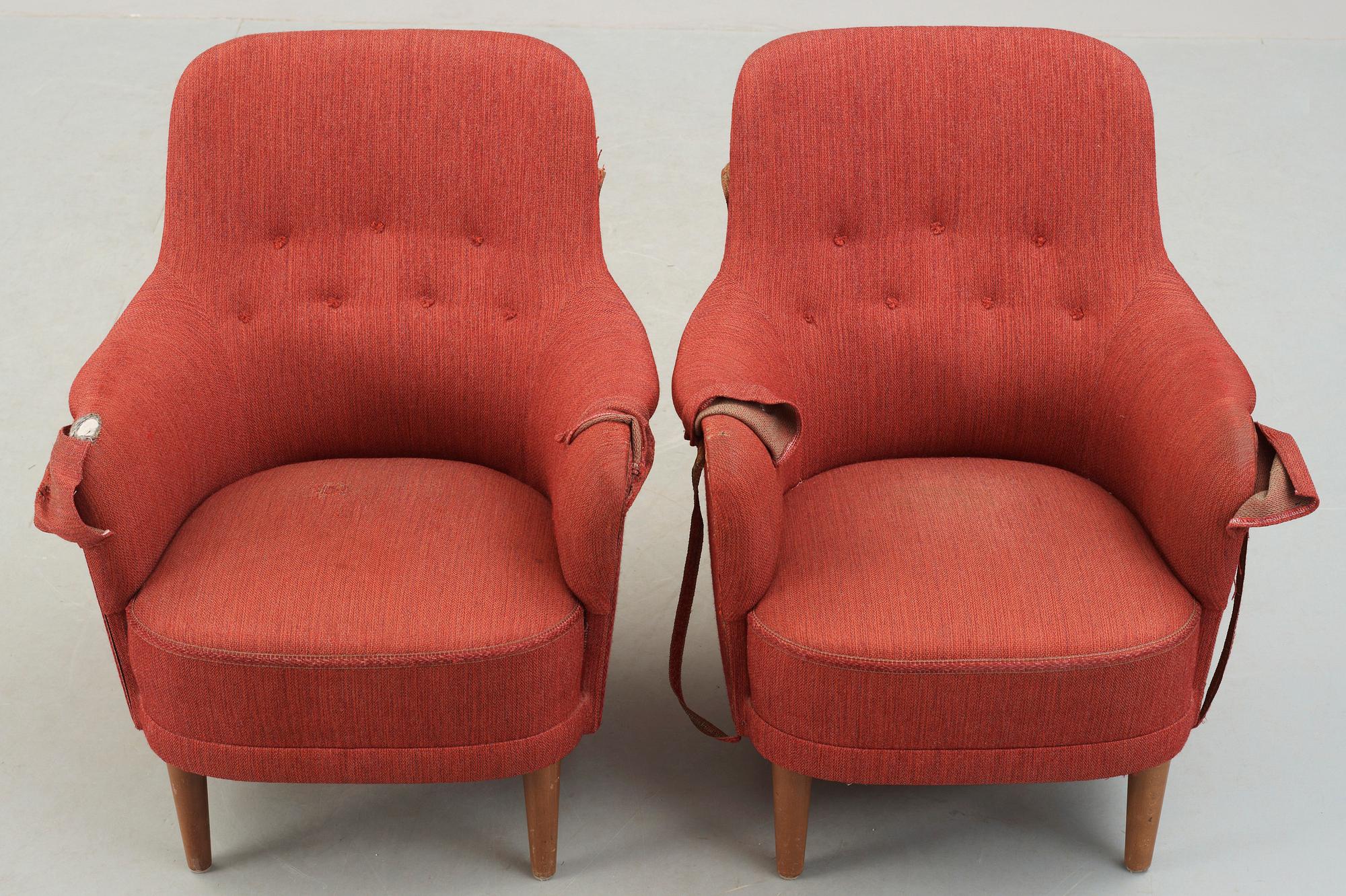 FÅTÖLJER, ett par, "Samsas", Carl Malmsten, AB OH Sjögren stoppmöbler Tranås.