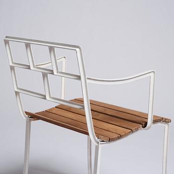 Carl Hörvik, trädgårdsmöbel, bord med 2 stolar, för Stadshotellet Båstad (Hotell Skansen) eller Lindgården, Stockholm ca 1927-29.