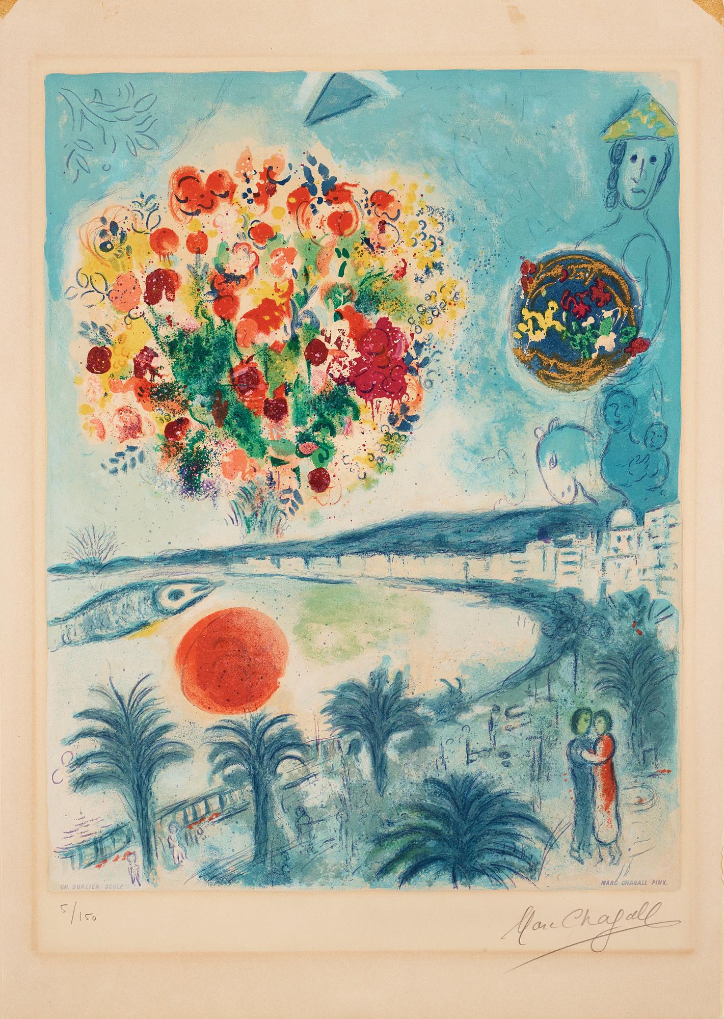 Marc Chagall After, "Soleil couchant", from: "Nice et la Côte d'Azur".