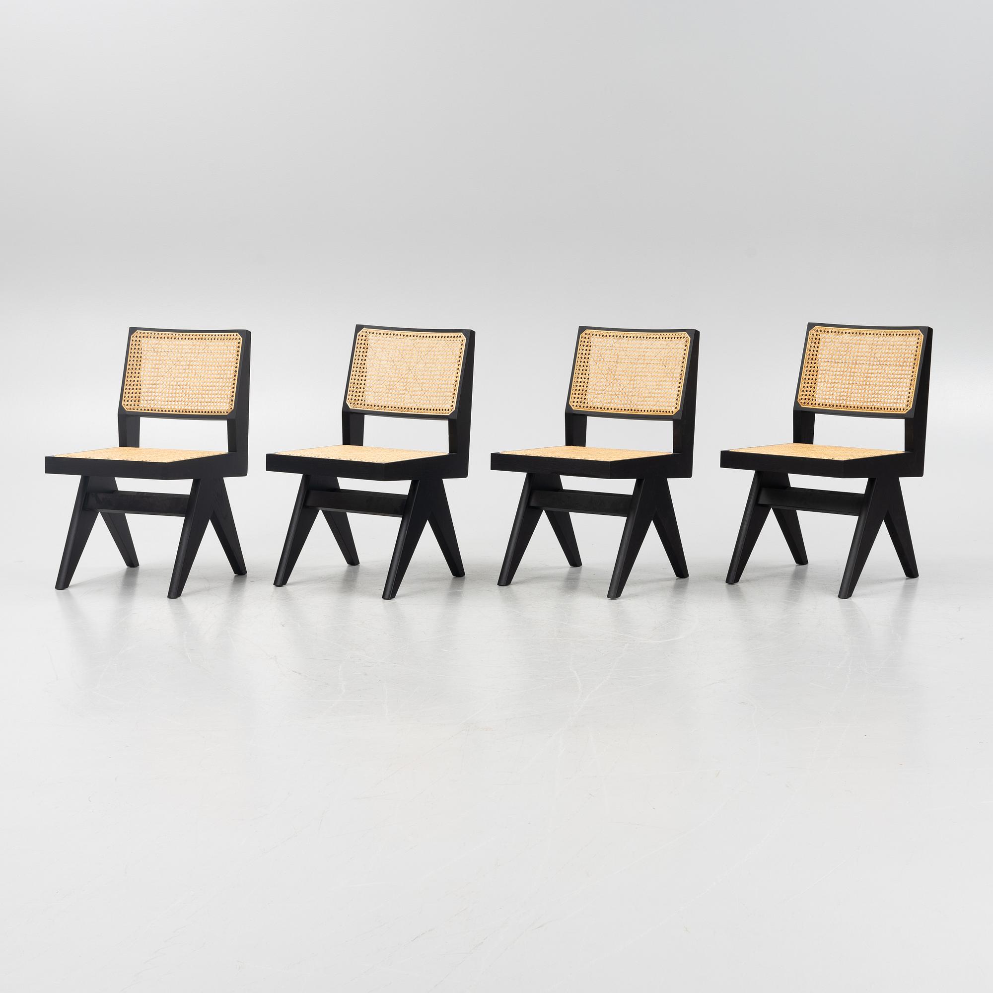 Pierre Jeanneret, four '005 Capitol Complex' chairs, Cassina.