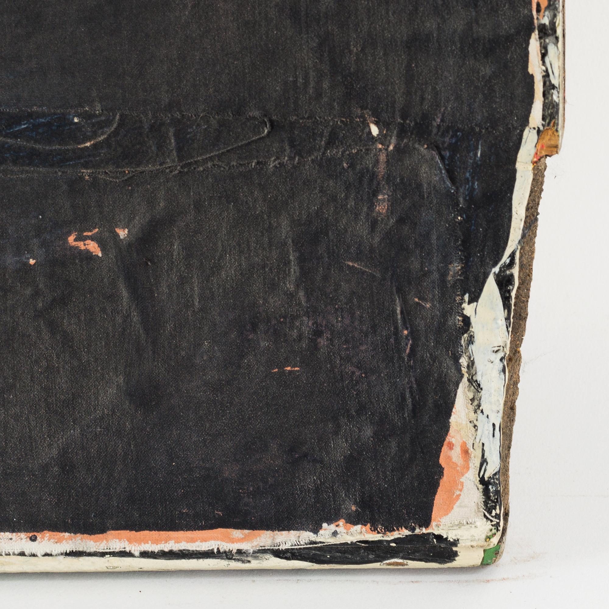JAN HÅFSTRÖM, mixed media and collage on wooden panel, 1986, signed.