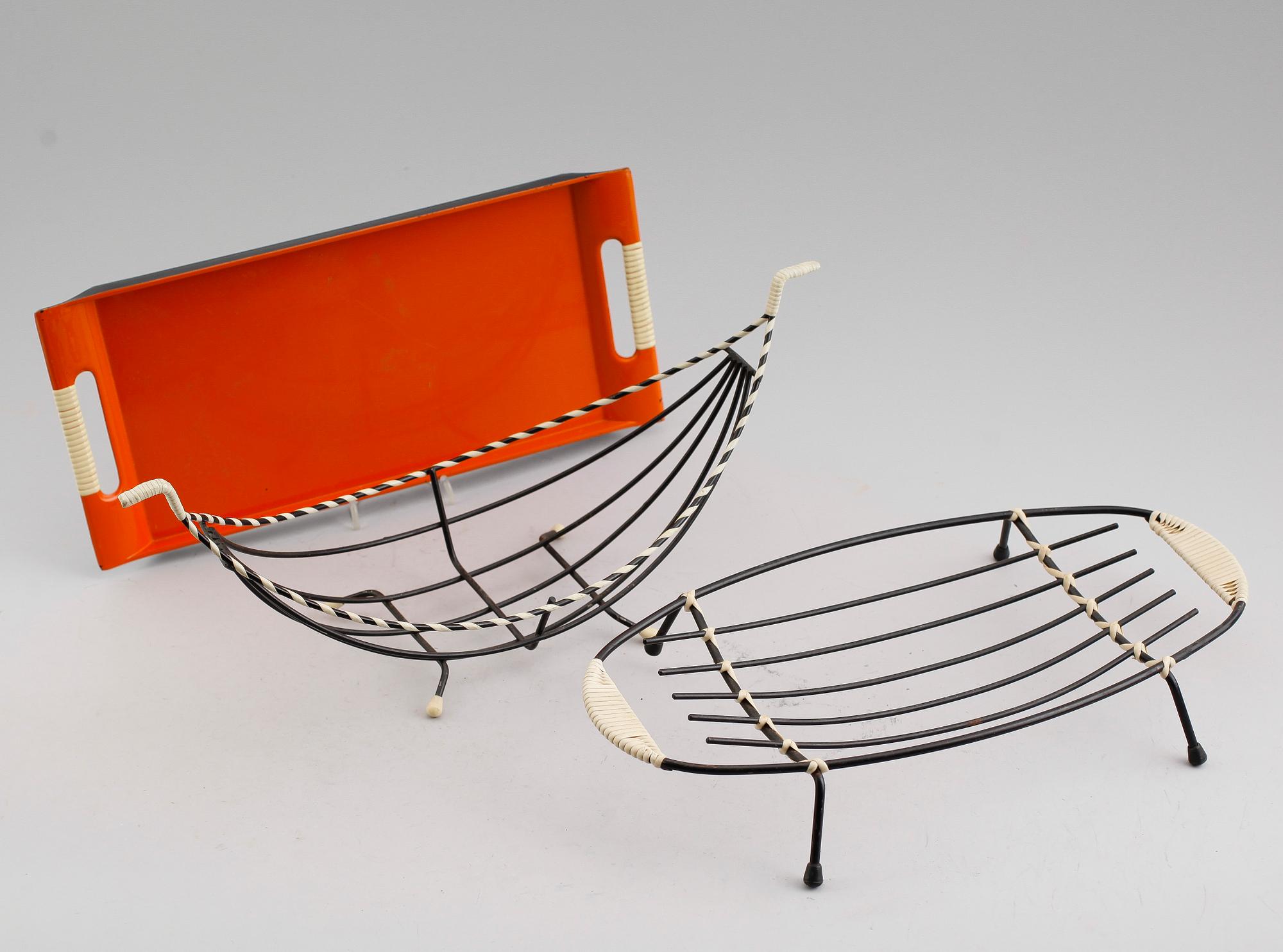 BRICKA OCH SKÅLAR, 3 delar, 1950-/1960-tal.