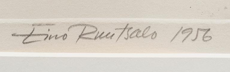 EINO RUUTSALO, etsning, signerad, daterad 1956 och numrerad 3/15. Konstnärens avdrag.