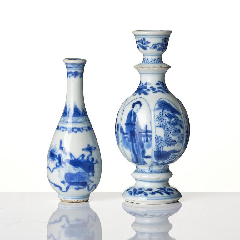A group of four blue and white miniatures, Qing dynasty, Kangxi (1662-1722).