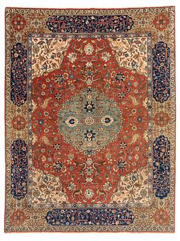 388. A pictorial Tabriz carpet, north west Persia, signed Alabaft, ca 383 x 275 cm.