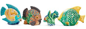 349. A set of four Gunnar Nylund stoneware figures of fishes, Rörstrand.