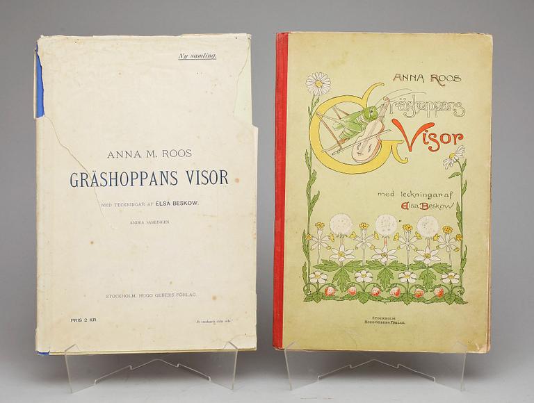 VISBÖCKER, 3 vol, bla "Gräshoppans visor" av Anna Roos, Stockholm 1899 resp 1900.