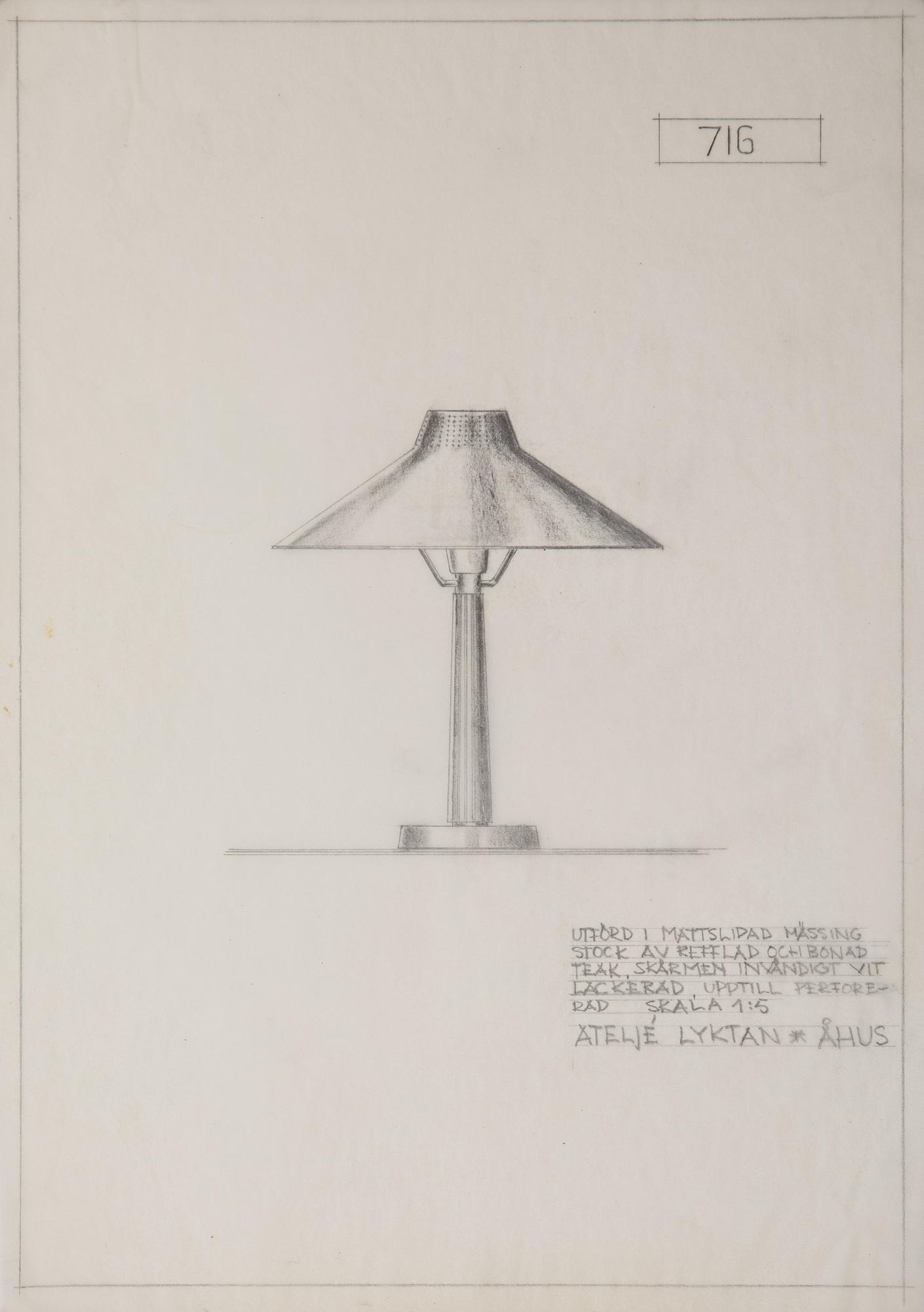 Hans Bergström, two table lamps, model "716", ateljé Lyktan, Sweden 1940-50s.