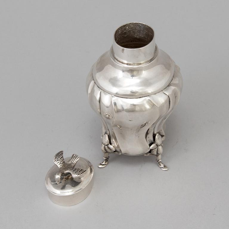 A Danish 18th century silver tea-caddy, marked Philip Lorenz Weghorst possibly, Copenhagen 1727.