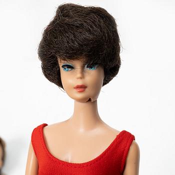 Barbiedockor, 3 st, "Barbie Bubble cut", "Skipper" & "Ken", Mattel, 1960-tal.