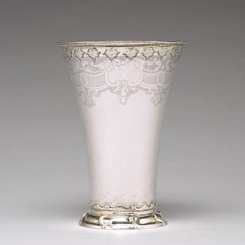 A Swedish 18th century parcel-gilt silver beaker, mark of Sven Örn, Stockholm 1757.