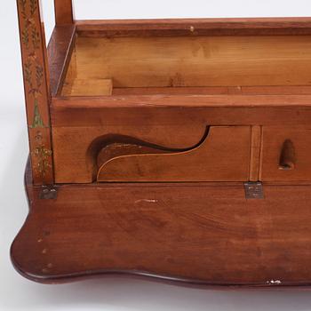 A Sheraton Revival painted satinwood drop-leaf table, 19th century.