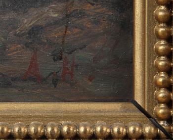 OKÄND KONSTNÄR, olja på pappannå, sign A H.