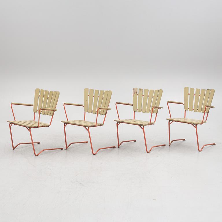 A set of four garden chairs, Arbrå stålmöbler, mid 20th century.