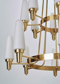 A Swedish 1950's brass chandelier.