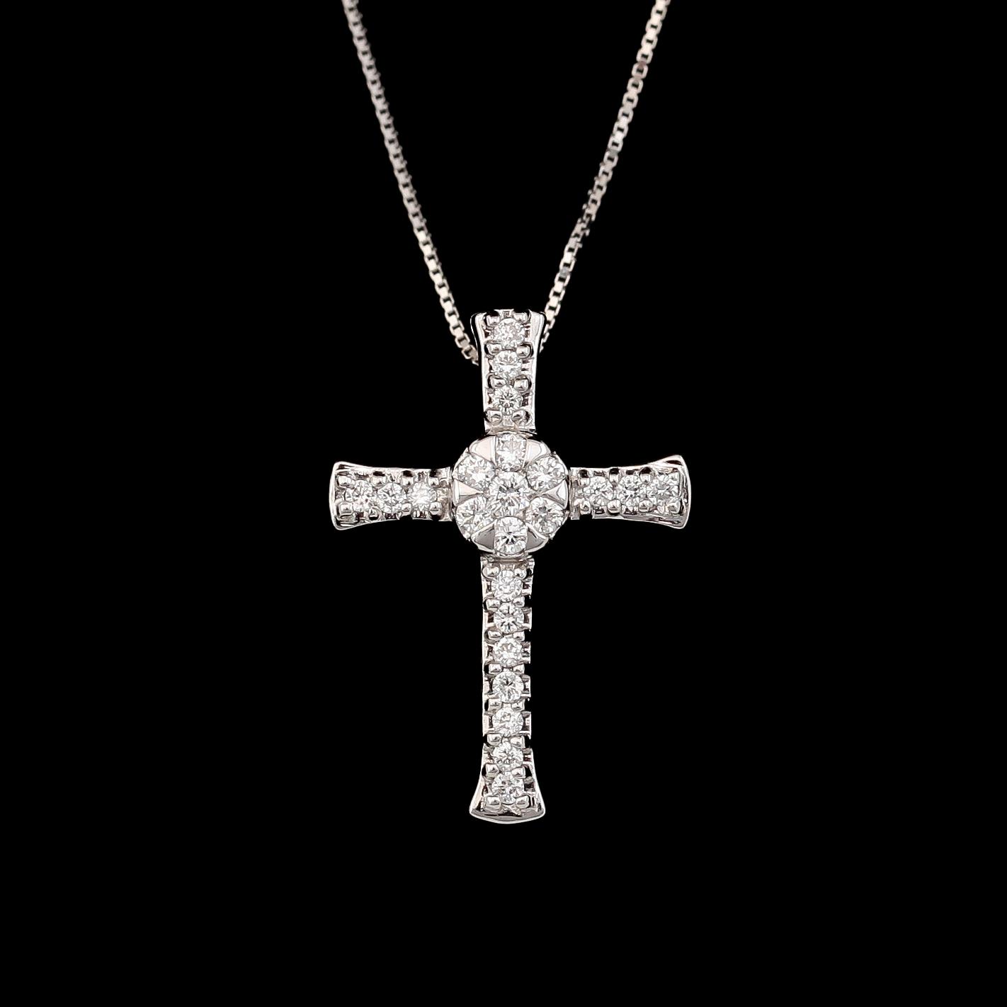 HÄNGE MED KEDJA, 18K vitguld, briljantslipade diamanter. Total vikt ca 2 g.