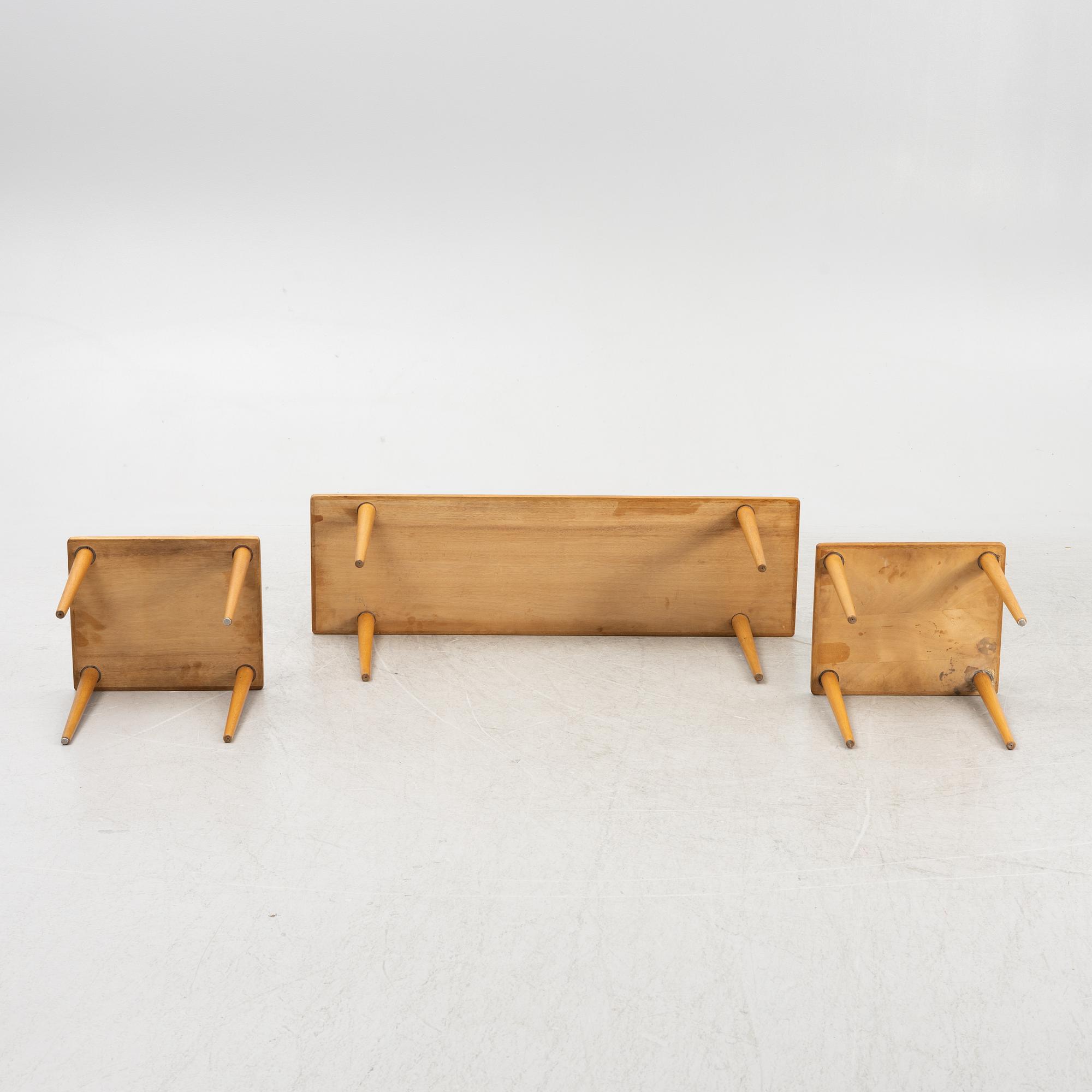 Yngve Ekström, teak, nesting tables, 3 pieces, 1950s/60s.