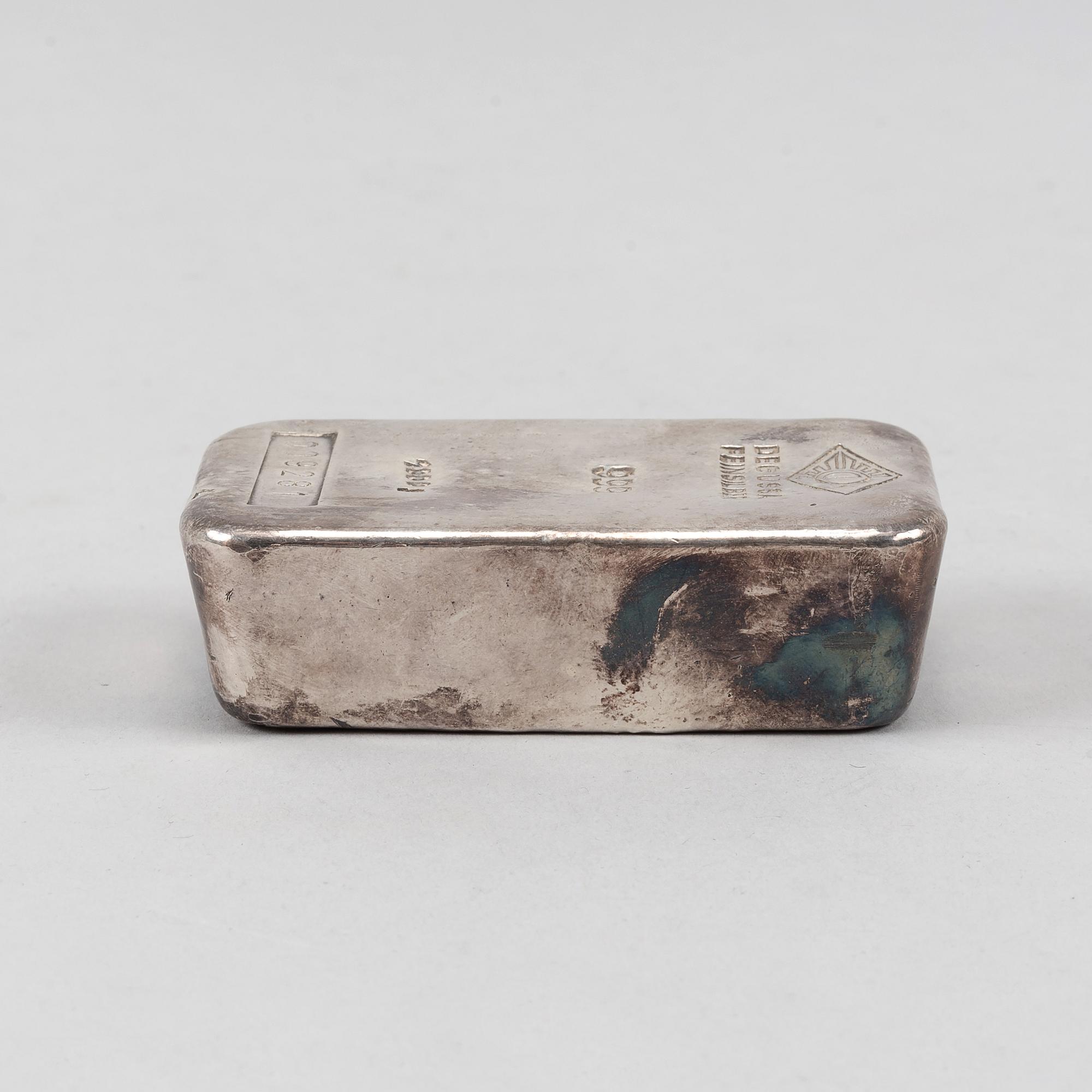 A silver bullion, degussa feinsilber, 999.0.