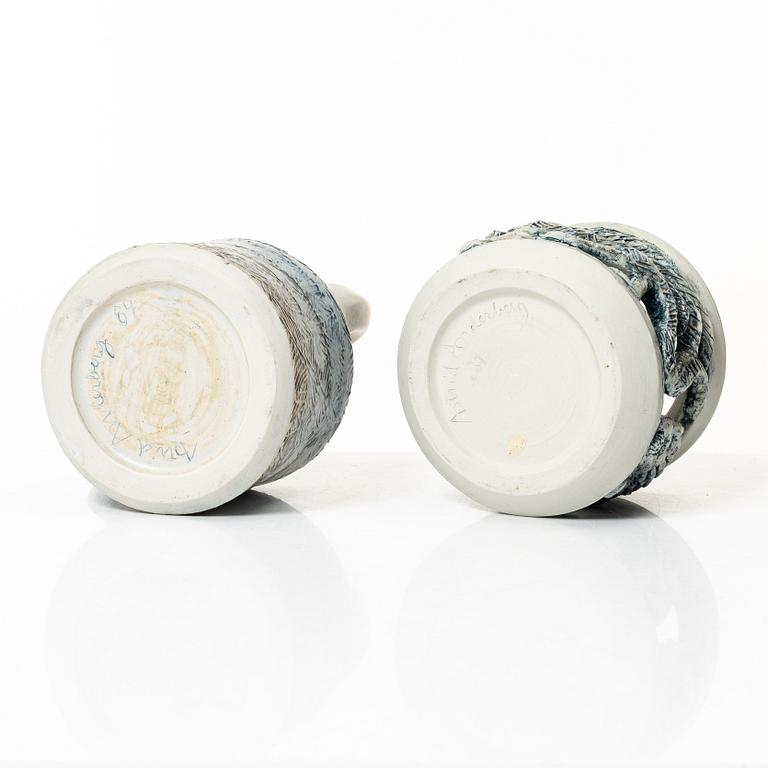 Astrid Anderberg, Tekanna med rechaud, stengods, signerat, 1984.