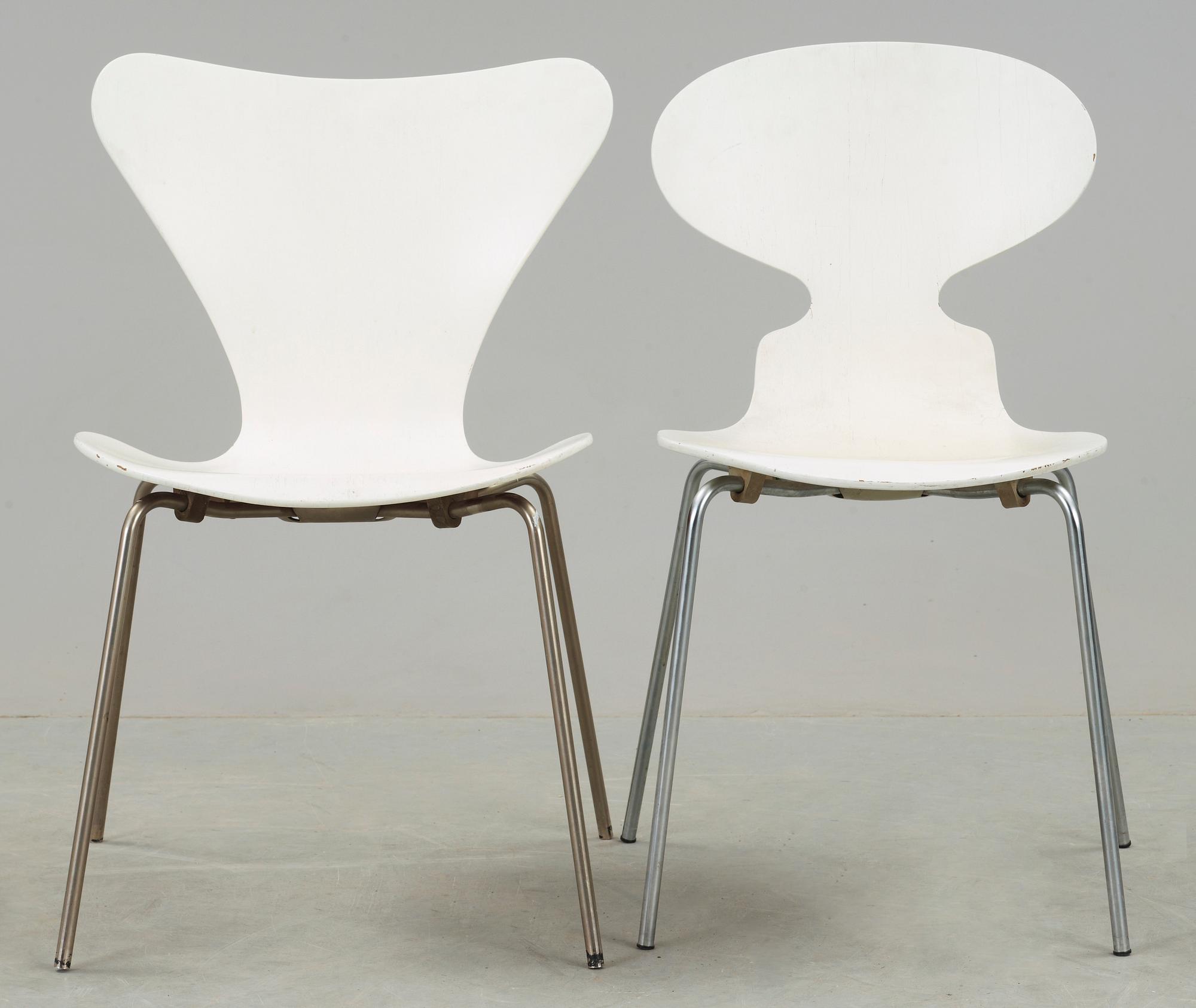 STOLAR, 2 st, "Myran" och "Sjuan", Arne Jacobsen, Fritz Hansen.