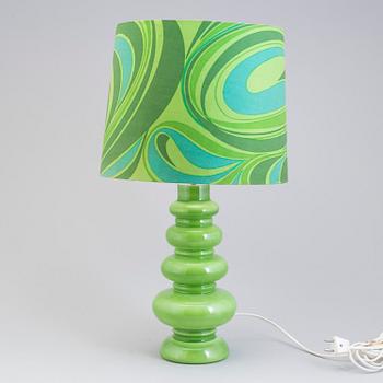 A 1960s retro green glass table lamp design Per-Olof Ström for Alsterfors Glasbruk, Sweden,.