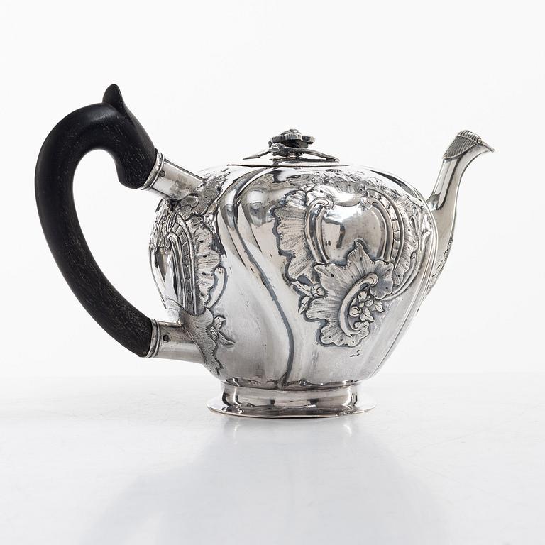 A Russian silver teapot, Moscow 18th century, unclear marks, probably Fedor Petrov (active 1760-1789).