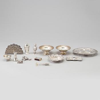 A SET OF SILVER OBJECTS, 14 parts.