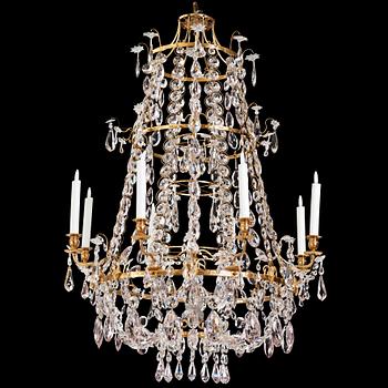 83. A Swedish late 18th century Gustavian eight-light chandelier.