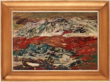 Helmer Osslund, "Snösmältning i fjällen" (Mountain landscape from the north of Sweden).