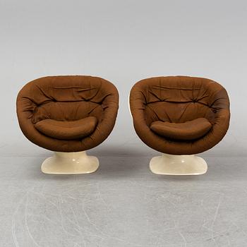 Team Tillberg, a pair of easy chairs, model 'Apollo' Overman AB, Tranås, Sweden 1970's.