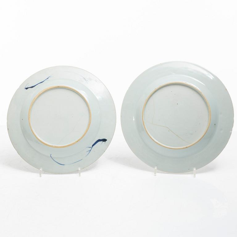 Eleven blue and white porcelain plates, China, Qing dynasty 18th century.
