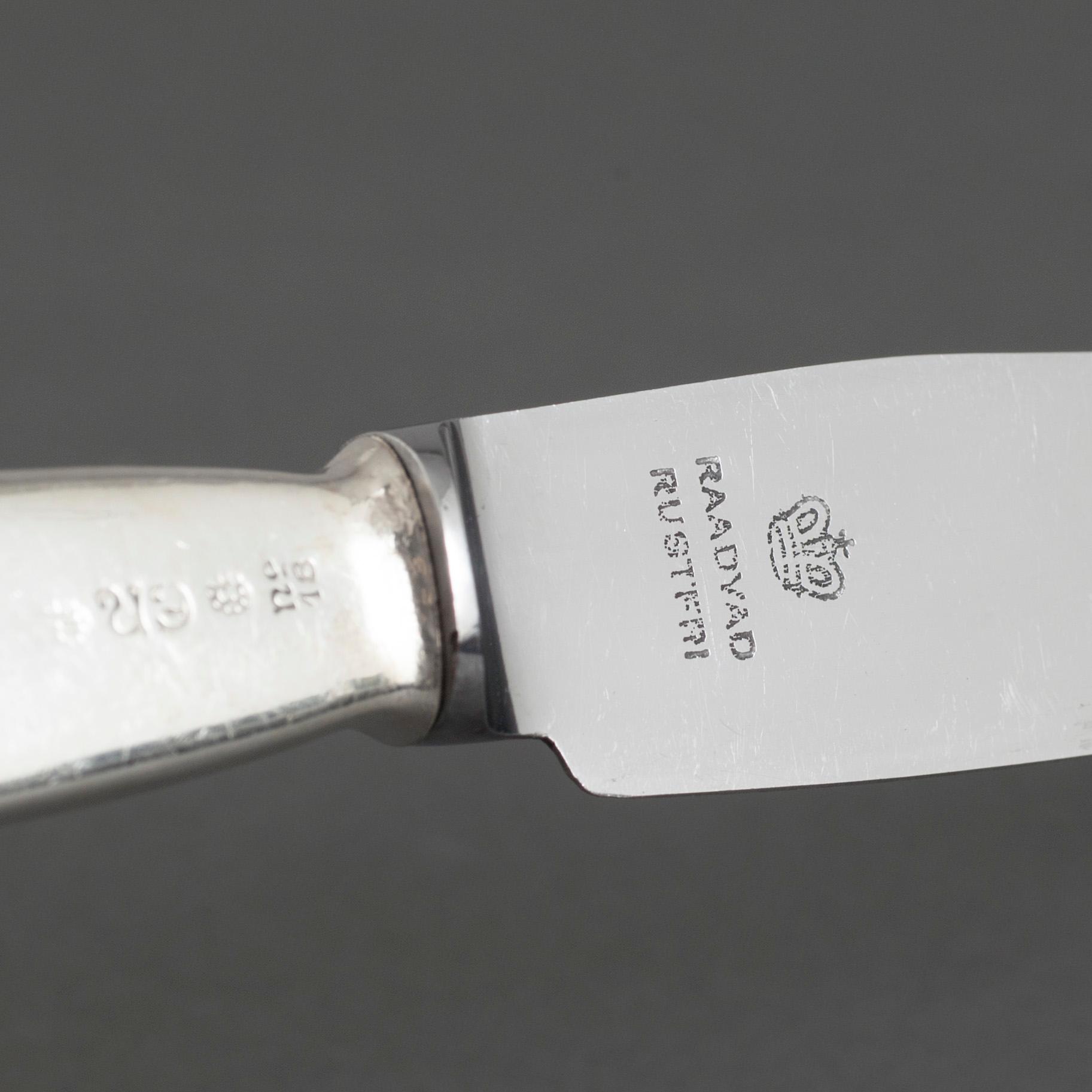 EVALD NIELSEN, bestick 6+6, silver, design no 18,  jugend, Danmark, 1900-talets första hälft.