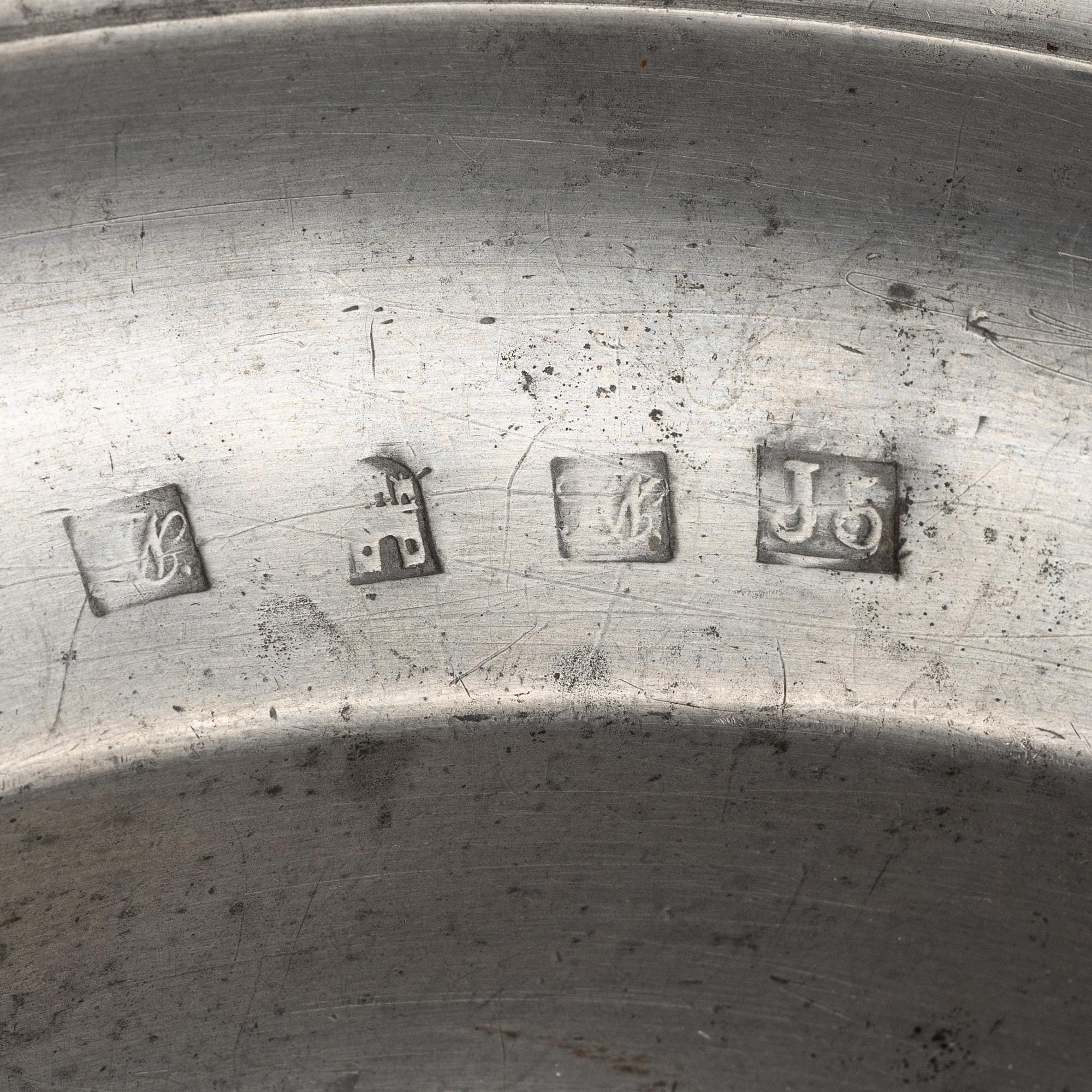 A group of eight Swedish pewter dishes, 18th-20th Century, including Mathias Norling, Jönköping, 1863.