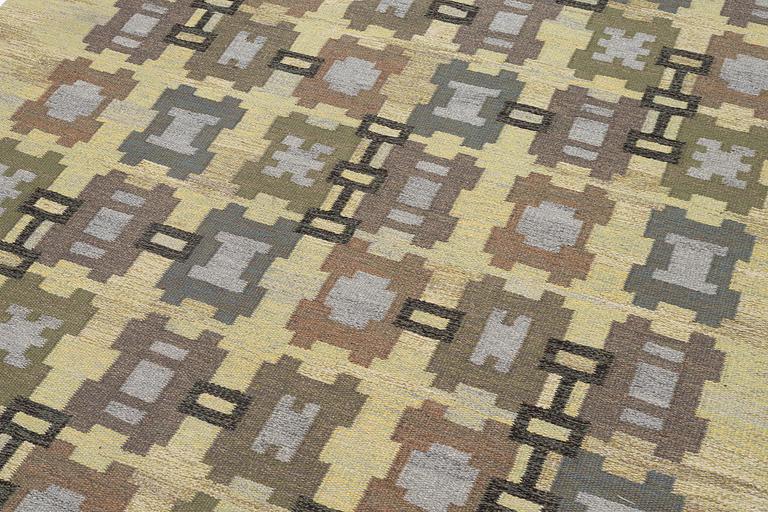 Judith Johansson, a carpet, 'Squares', flat weave, c. 286 x 200 cm, signed JJ.