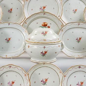 A famille rose dinner service, Qing dynasty, Qianlong (1736-95). (73 pieces).