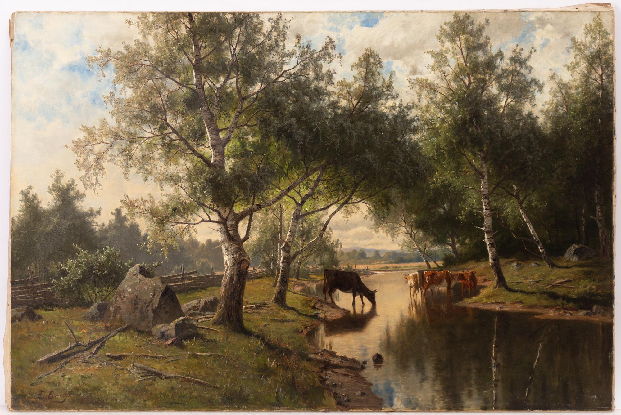 Edvard Bergh, Sommarlandskap med kor.