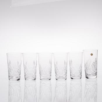GLASSERVIS, 68 + 1 delar, slipad kristall, "Yrjö", Matti Niemi, Riihimäen Lasi.
