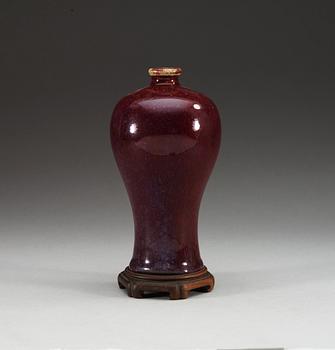 A flambe glazed meiping vase, Qing dynasty, presumably 18th Century.