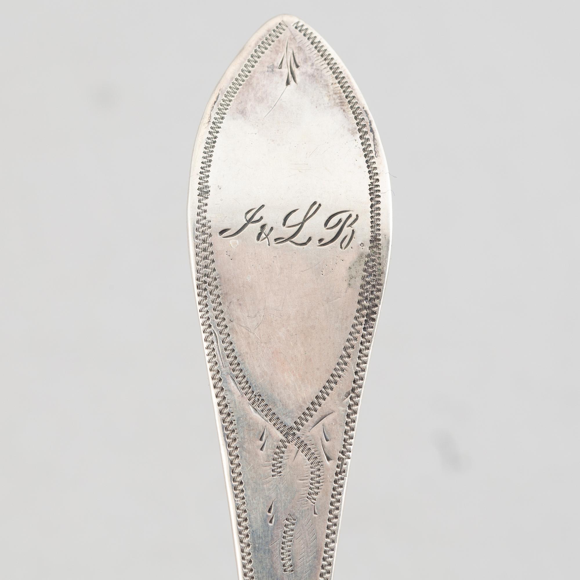 Spoons, 6 pcs, silver, Sweden and Norway, late 18th-early 20th century.